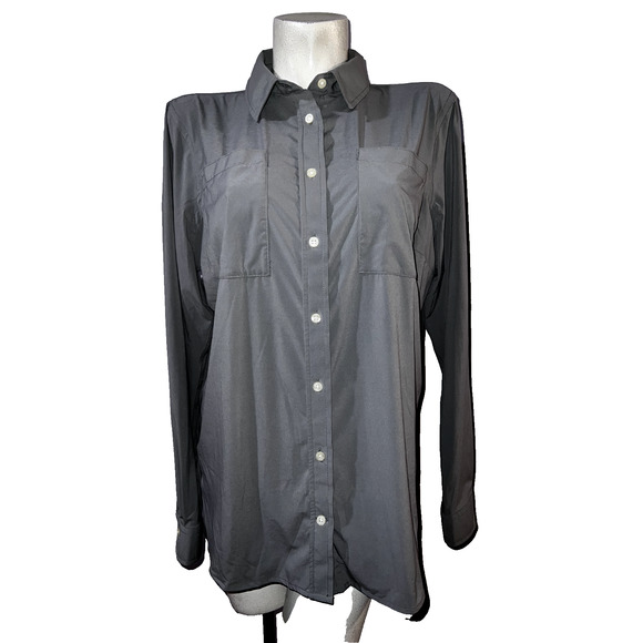 New DULUTH Top Women's Size L Gray Flexcellence Long Button LS Shirt Blouse NWT - Picture 1 of 10